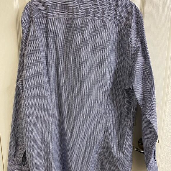 💼Ted Baker London Mens Button Down. Like New, Geometric Pattern Navy and White - Picture 8 of 10